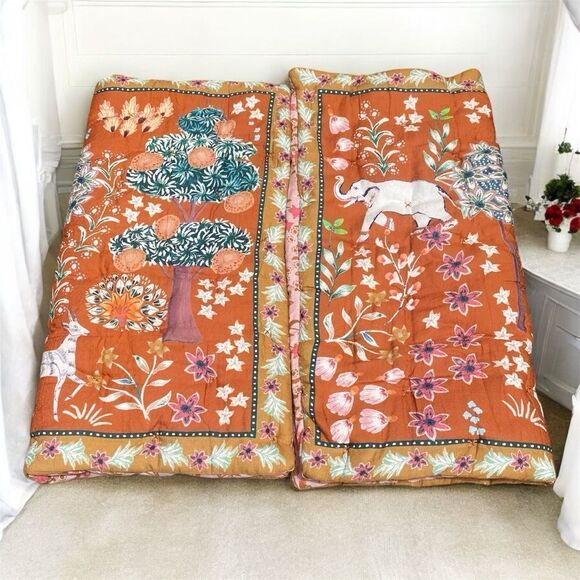 NWT New Two (2) Anthropologie Averill Organic Cotton Printed Euro Pillow Shams - Picture 3 of 10